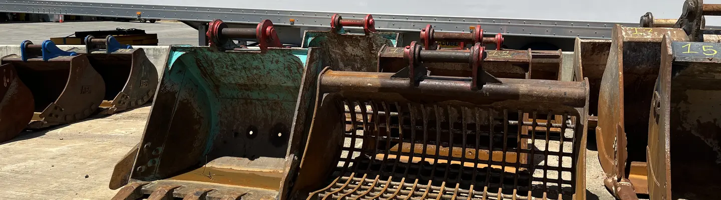 Sieve Bucket - A sieve bucket attachment, used for sorting and seaparting materials.                                                                                                                  Multi-Processor/Pulveriser - Multi-processor, or also known as a pulveriser, in action, mounted on an excavator between rotating sorting grabs.                                                                                                                                                                           