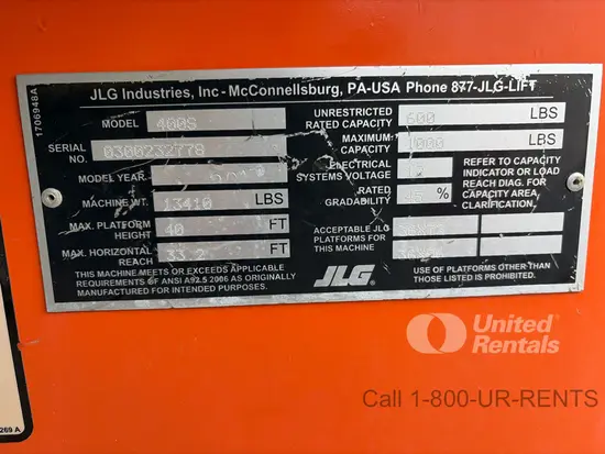 2017 JLG 400S Boom Lift