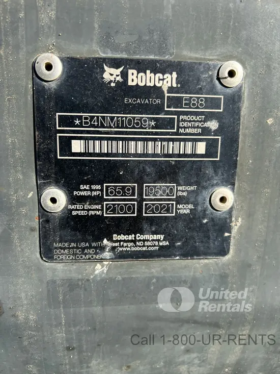 2021 Bobcat E88 Mini Excavator